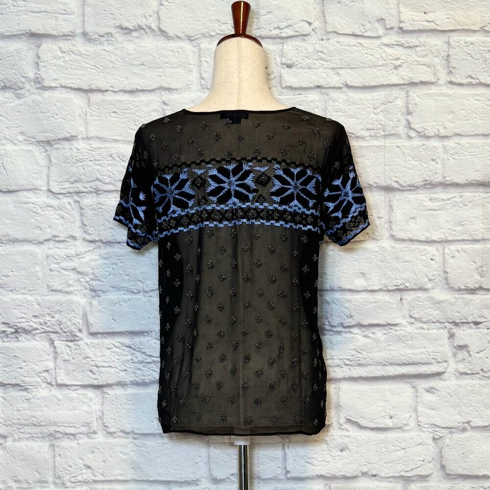 Gryphon Black Beaded Silk Top - Picture 2 of 9